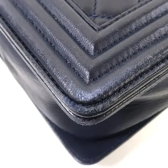 💎✨BEAUTIFUL✨💎Authentic CHANEL CC Boy Chain Shoulder Bag Dark Blue - Picture 13 of 16